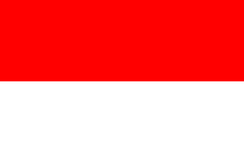 Flagge mit zwei horizontalen Streifen: der obere Streifen ist rot und der untere Streifen ist weiß.